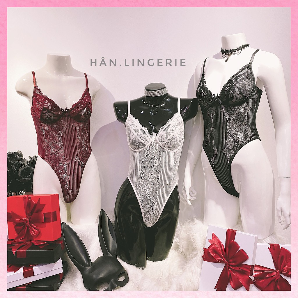 Áo bodysuit ren không gọng đệm màu Đen-Trắng ( Ảnh thật - có Hoả Tốc) | BigBuy360 - bigbuy360.vn