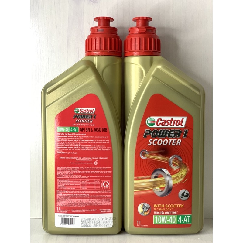 Nhớt XE TAY GA Bán Tổng Hợp CASTROL POWER 1 SCOOTER, SAE 10W40, API SN, JASO MB