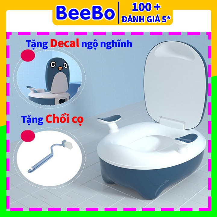 Bệ bồn cầu cho bé có tay vịn tặng kèm chổi cọ bồn cầu, bệ thu nhỏ bồn cầu tự đi vệ sinh cho bé từ 1 đến 7 tuổi