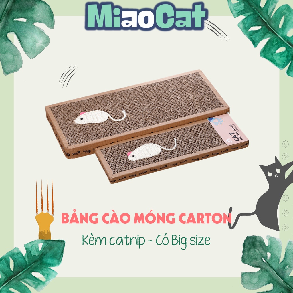 Bàn Cào Móng Carton Hình Chữ Nhật Cho Mèo BC0422 - TẶNG KÈM CATNIP BẠC HÀ - MIAOCAT