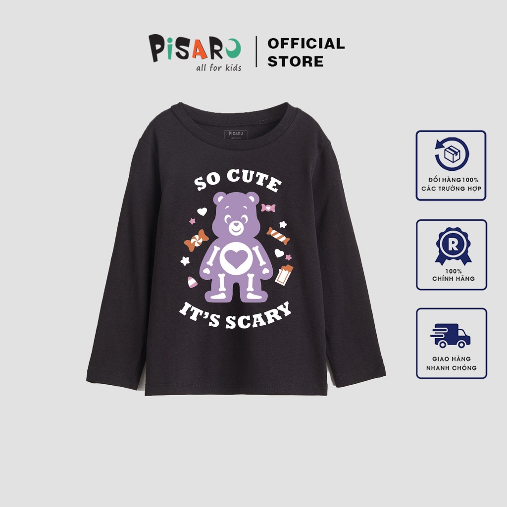 Áo thun dài tay bé trai bé gái Pisaro Kids vải cotton mềm mịn, áo phông thu đông cho bé