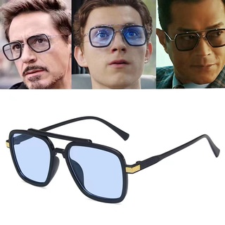 【Mua hai kính sẽ được tặng kèm túi đeo kính + vải đeo kính】Kính Mát Gọng Vuông In Logo Avengers Tony Stark Thời Trang Cho Nam #3