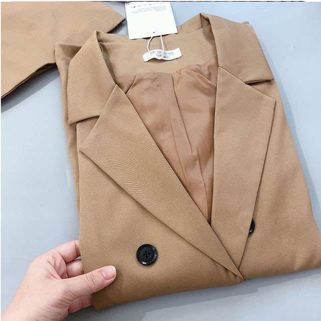 [HÀNG LOẠI 1] Áo vest blazer nữ màu nâu tây hai lớp chất trượt thái dư xịn (Thời trang công sở VIP) (Cam kết hàng y hình