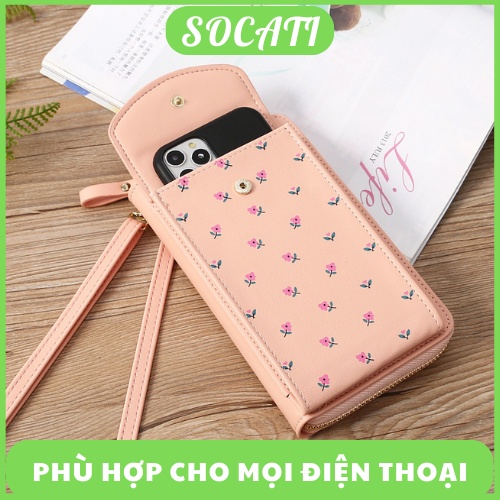 Túi đựng điện thoại, túi đeo chéo mini dành cho nữ đựng phụ kiện bằng da PU SOCATI 02 03