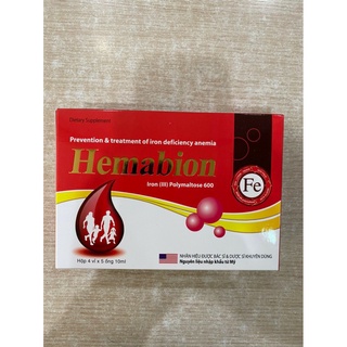 Hemabion bổ sung sắt hộp 20 ống dành cho người thiếu máu thiếu sắt
