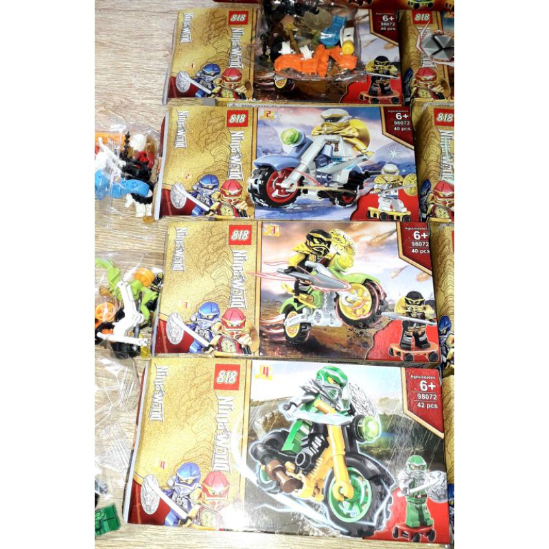 Lắp ráp 1 hộp LegoNinja khiêng Rồng và xe mô tô 98072 có nhiều chi tiết bằng nhựa