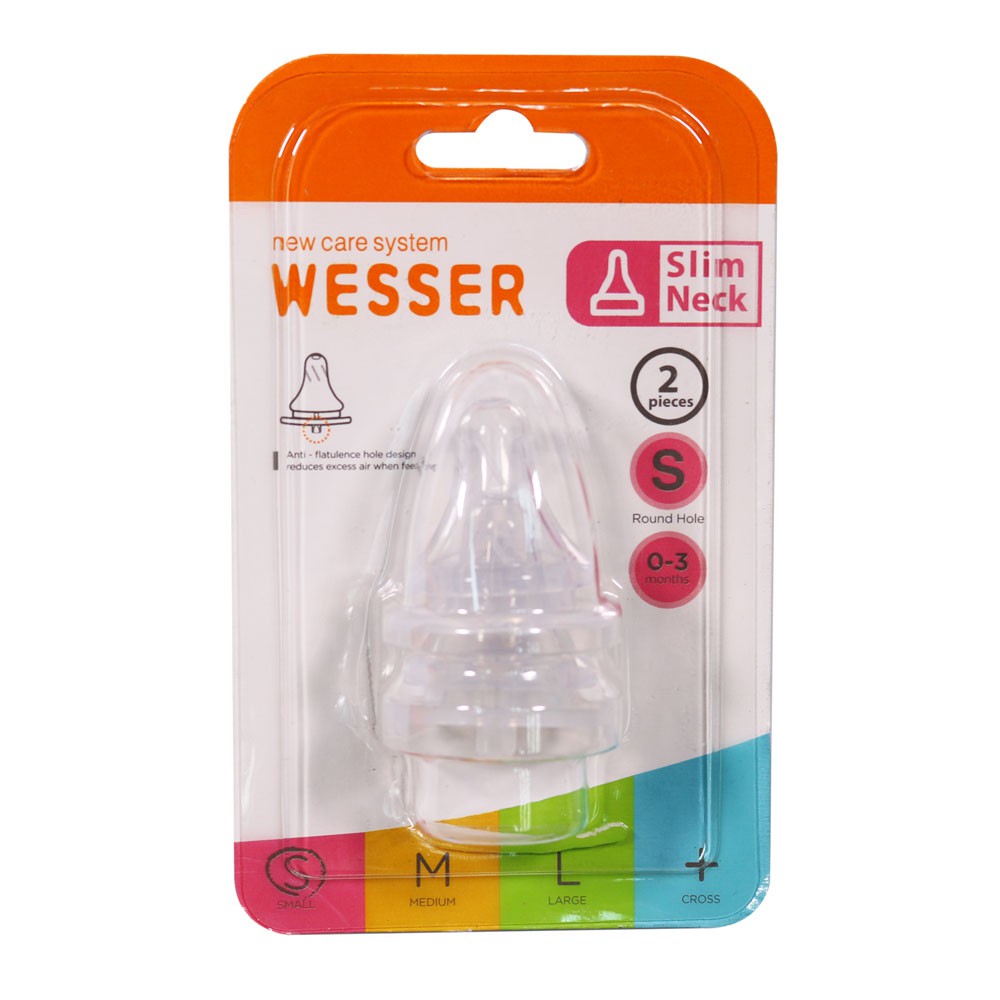 [CHÍNH HÃNG] Bộ Đôi Núm Vú Wesser Cổ Nhỏ Size S (Cho bé 0-3 tháng tuổi)
