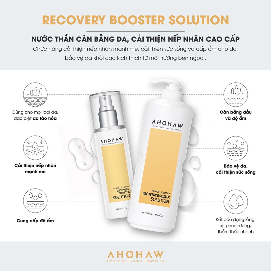 Toner cấp ẩm, làm dịu da tức thì Ahohwa Premium Solution Recovery Booster Solution (140ml - 1200ml)