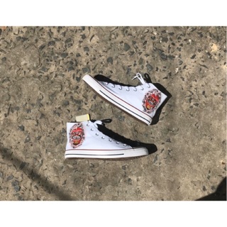 Giày custom cổ cao cột dây hình daruma ảnh thật inbox size
