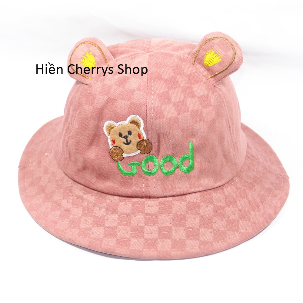 Nón bucket ,nón tai bèo trẻ em hình gấu dễ thương - chât liệu vải mềm mại tạo cảm giác cho bé