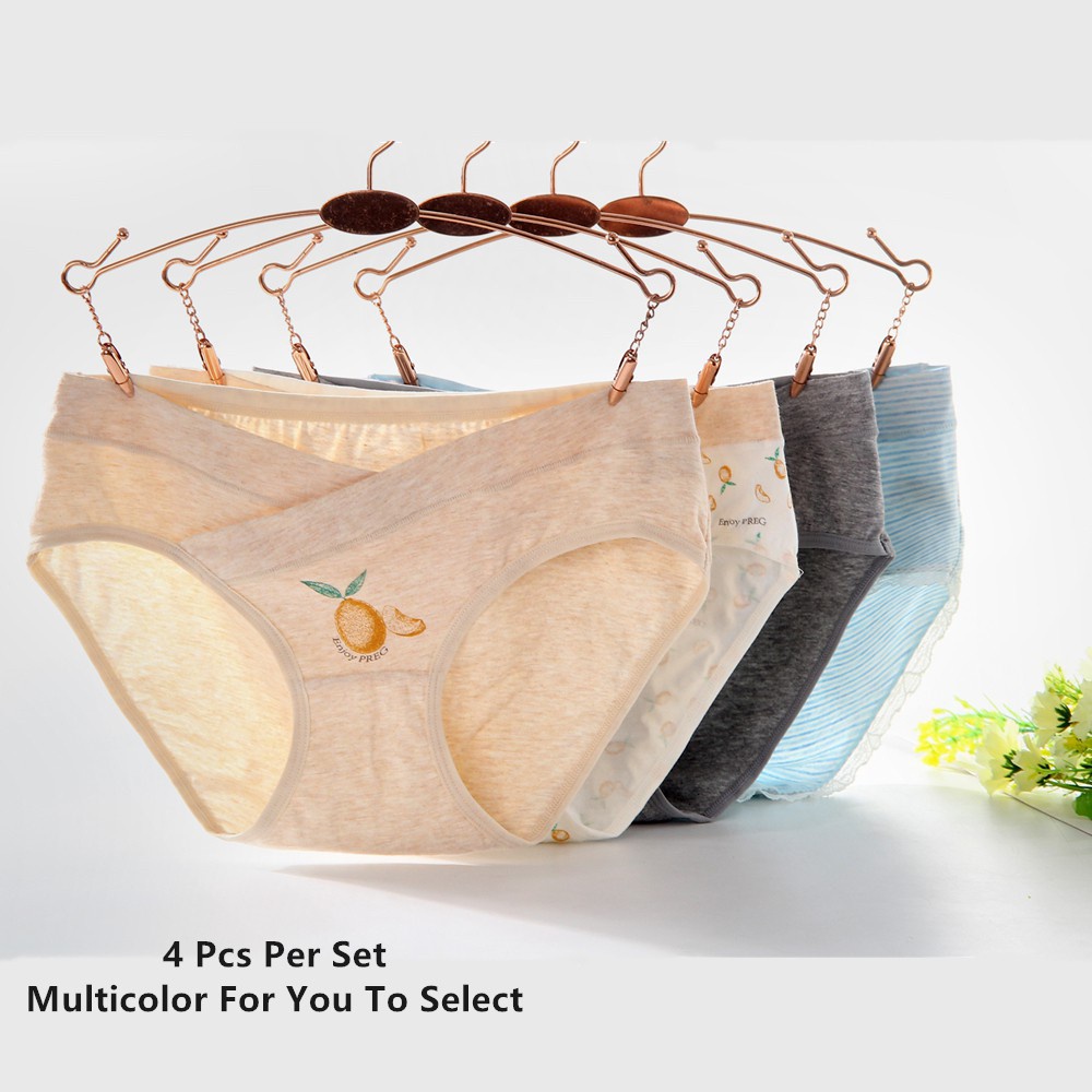 Set 4 Quần Lót Cotton Lưng Thấp Cho Mẹ Bầu