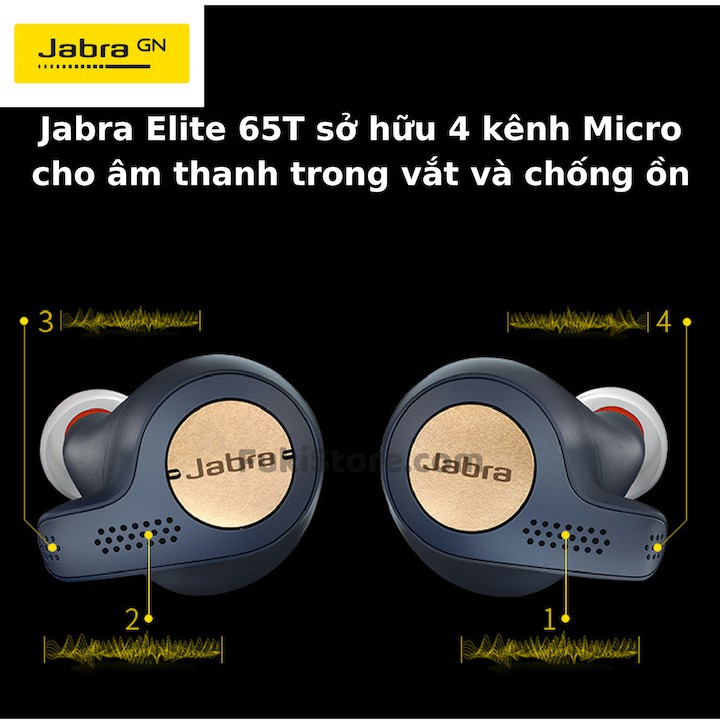 Tai nghe Bluetooth cao cấp Jabra Elite 65T – Chất âm đỉnh cao – True Wireless