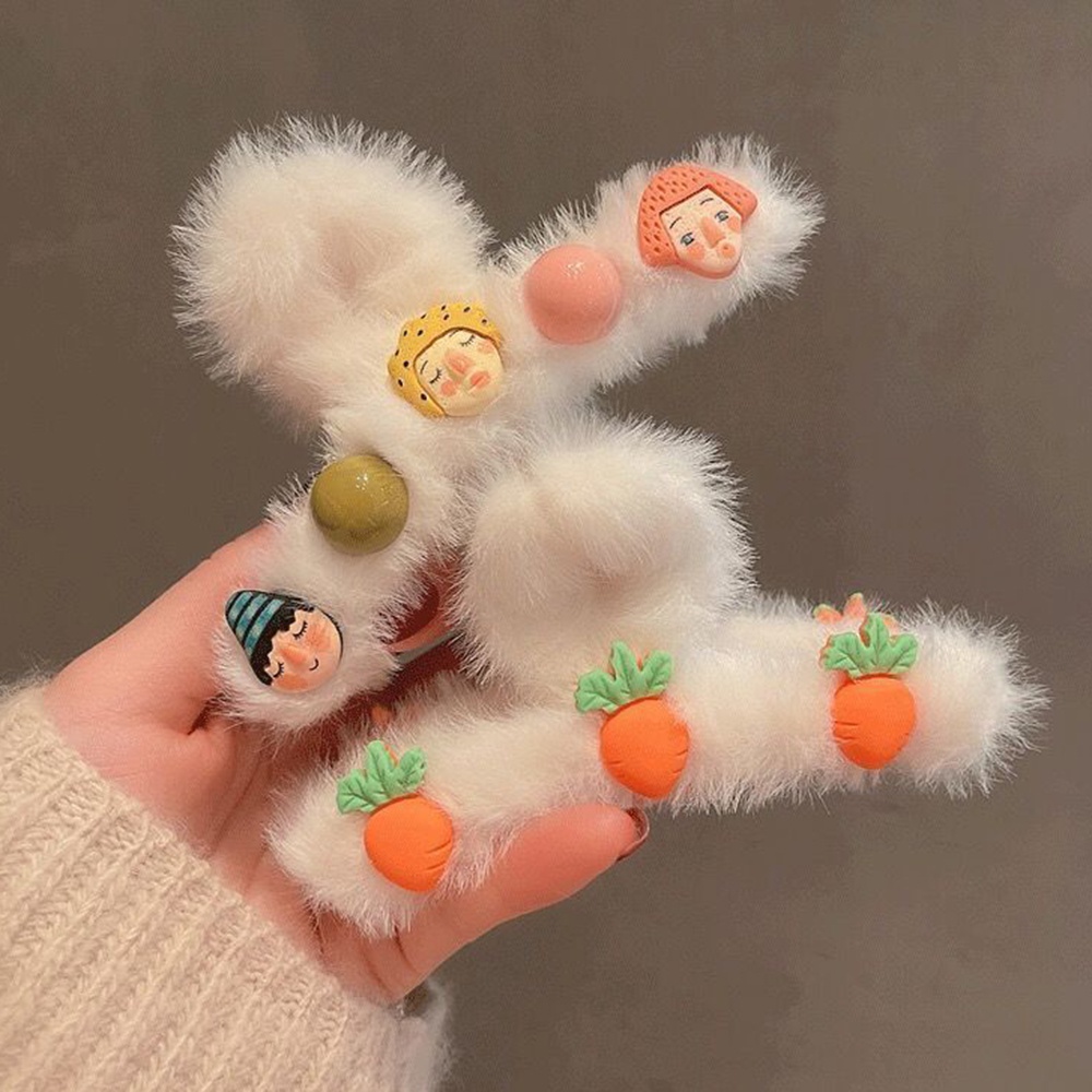 Kẹp tóc phủ lông thiết kế đơn giản dễ thương thời trang mùa thu cho nữ