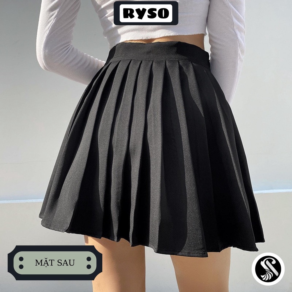 Chân váy xếp ly tennis lưng cao dáng ngắn thêu hoạ tiết có quần lót trong phong cách Hàn Quốc Ulzzang