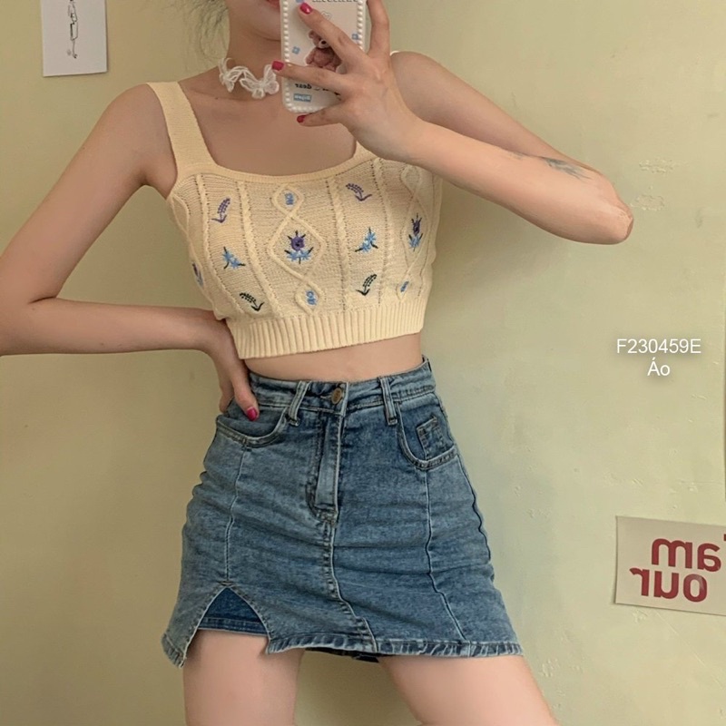 Áo len croptop 2 day