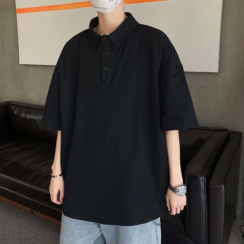 Áo Thun Polo Nam Tay Ngắn Dáng Rộng Màu Trơn Thời Trang Mùa Hè Phong Cách Hàn Quốc Cho simple áo thun có cổ unisex