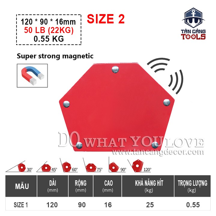 Nam Châm Hàn Cơ Khí Đa Giác Size 2 - 50 LBS