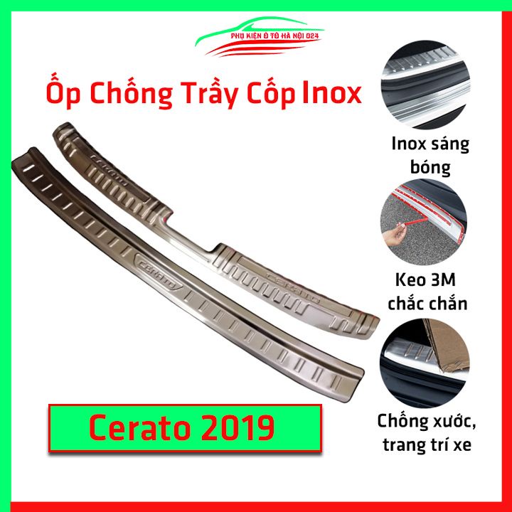 Ốp chống trầy cốp Kia Cerato 2019 inox sáng bóng