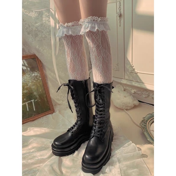 Vớ / Tất lolita cơ bản cổ ren dài trên gối