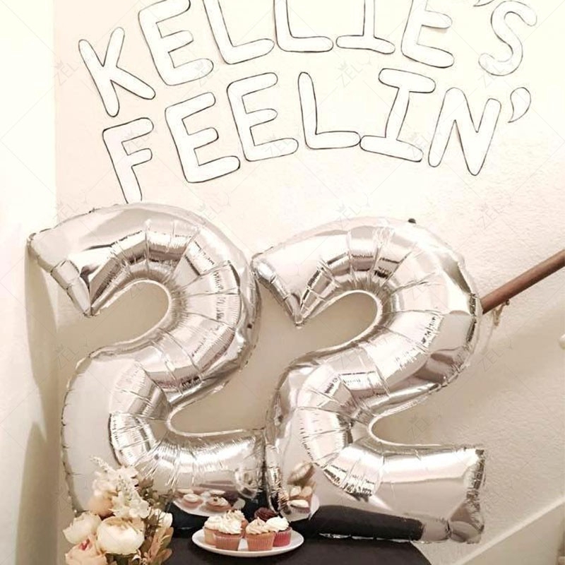 Bong bóng số 0-9 32 inch màu bạc / vàng