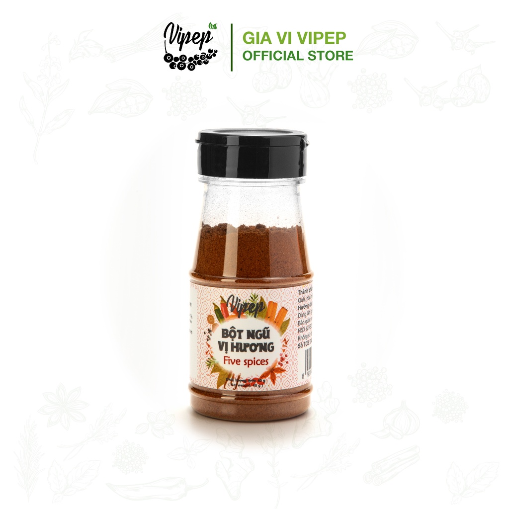 Bột ngũ vị hương Vipep 40g (hoa tiêu, đinh hương, quế, hoa hồi, hạt thì là)  - gia vị tẩm ướp thượng hạng