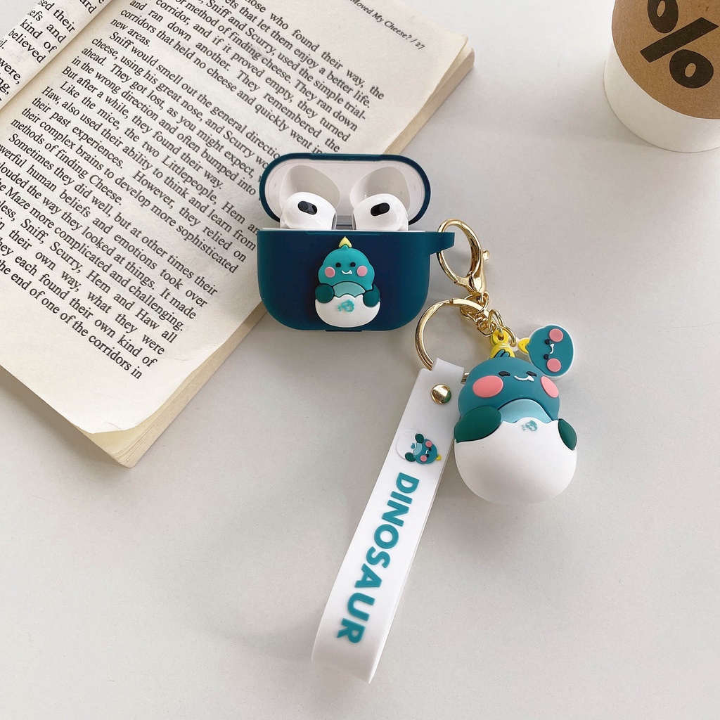 Vỏ Bảo Vệ Hộp Sạc Tai Nghe AirPods3 AirPods3 Pro 2Gen Họa Tiết Hoạt Hình Khủng Long Xanh Navy Dễ Thương Ốp