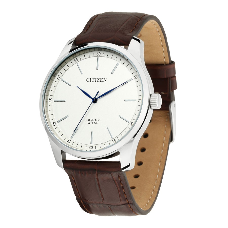 Đồng Hồ Citizen Nam Dây Da Pin-Quartz BI5090-09A - Mặt Trắng (42mm)