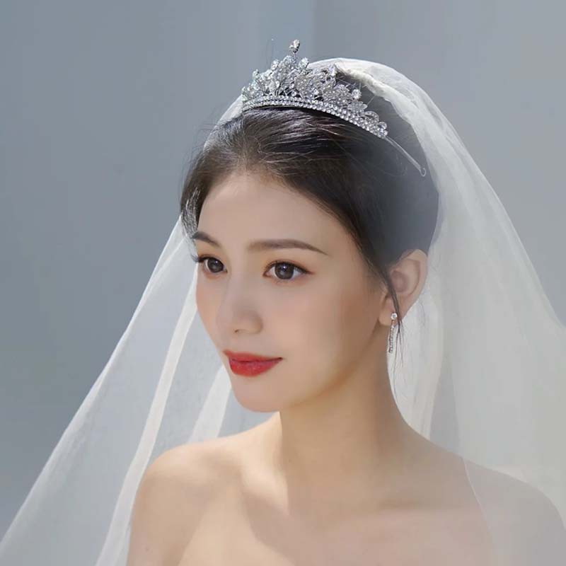 Cài tóc hình vương miện đính đá giả thời trang cho cô dâu