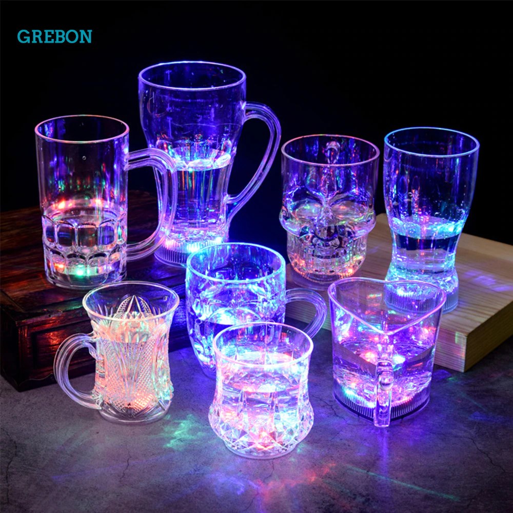 Ly Uống Bia Bằng Thủy Tinh Có Đèn Led Phát Sáng Thay Đổi Màu Sắc Độc Đáo