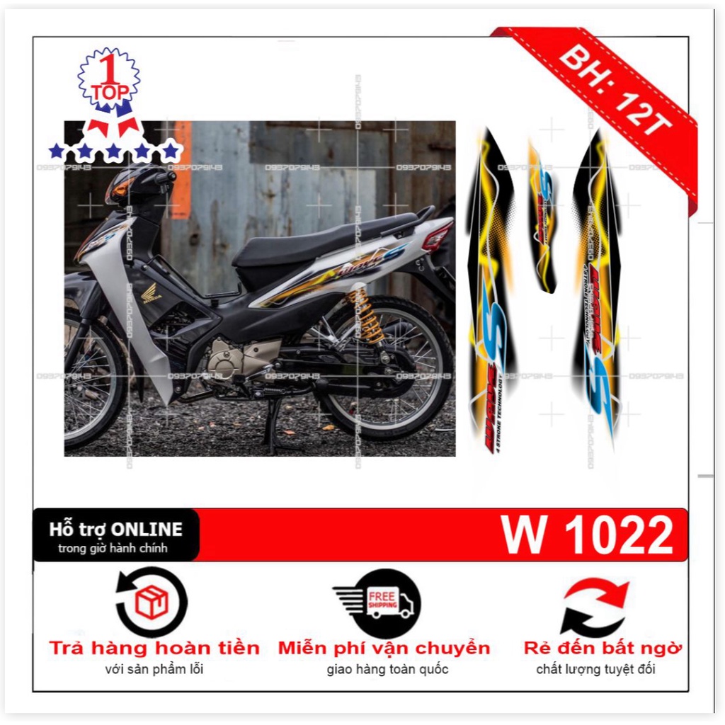 ( Quí khách vui lòng mang ra tiệm cho thợ dán ) Tem wave a 110 trắng