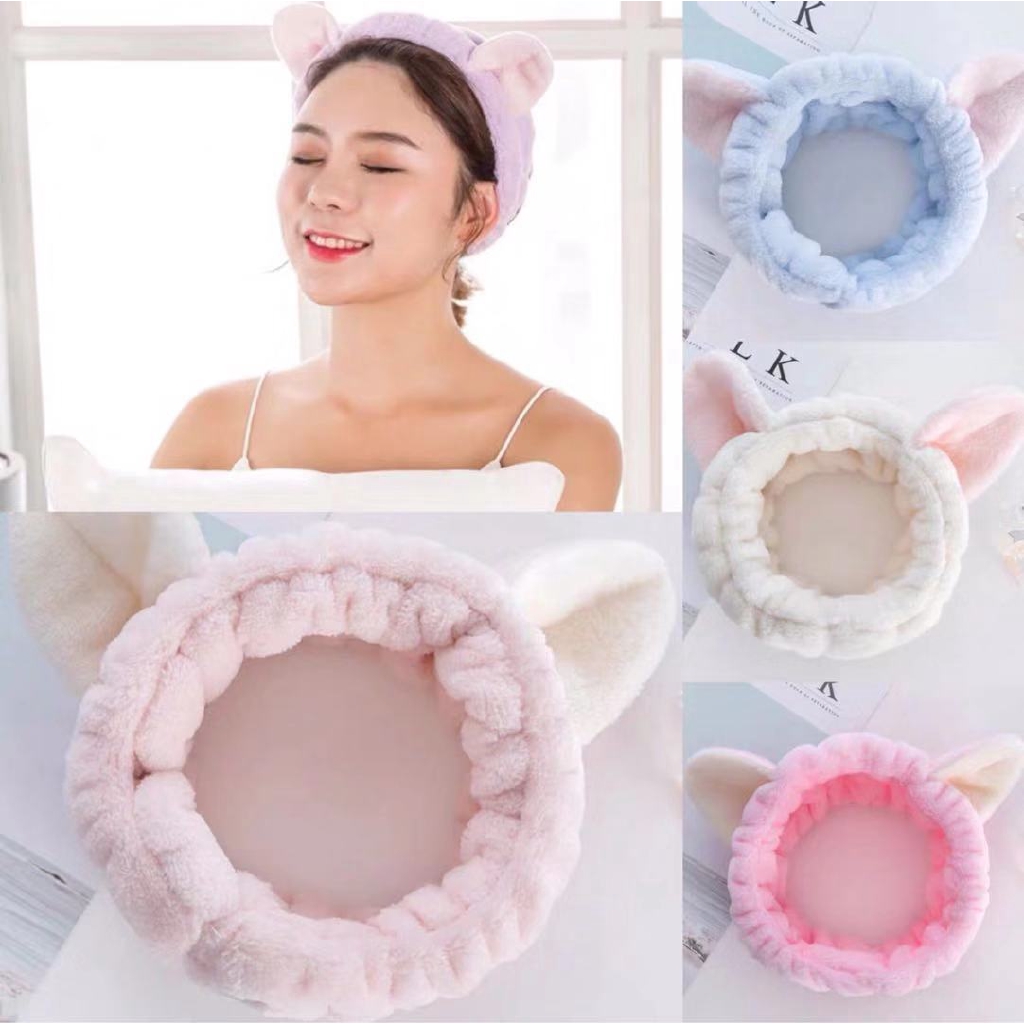 Băng đô rửa mặt hình tai thỏ dễ thương phong cách Hàn Quốc cho nữ