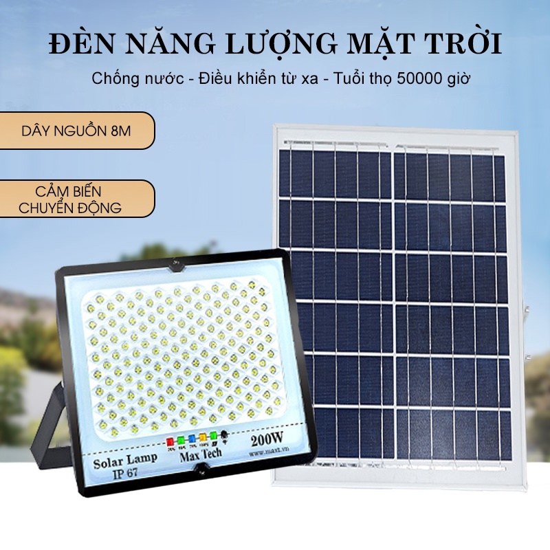 Đèn năng lượng mặt trời  MAXTECH bóng to 300w - 400W - 200W - Tiết kiệm điện,Tuổi thọ cao - D1370
