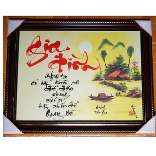 Thư pháp Gia Đình kích thước 48,5cm x 62cm. Quà tặng mừng tân gia, khai trương. Quà tết