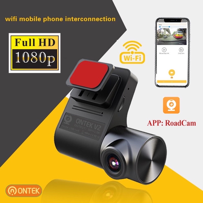 Camera hành trình Ontek V2 kết nối Wifi điện thoại và màn hình androi
