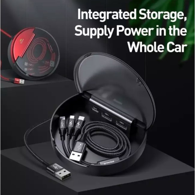 Cáp Sạc Baseus Cho Xe Hơi, Đầu Cắm USB Type C, 3 Trong 1,( Baseus Car Sharing Charging Station) Dành Cho Smartphone