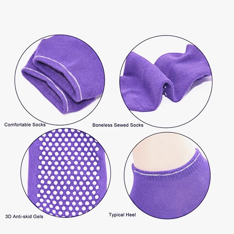 Vớ Cotton Tập Yoga / Pilates / Múa Bale Hở Lưng Chống Trượt Thoáng Khí Bằng Silicone Cho Nữ