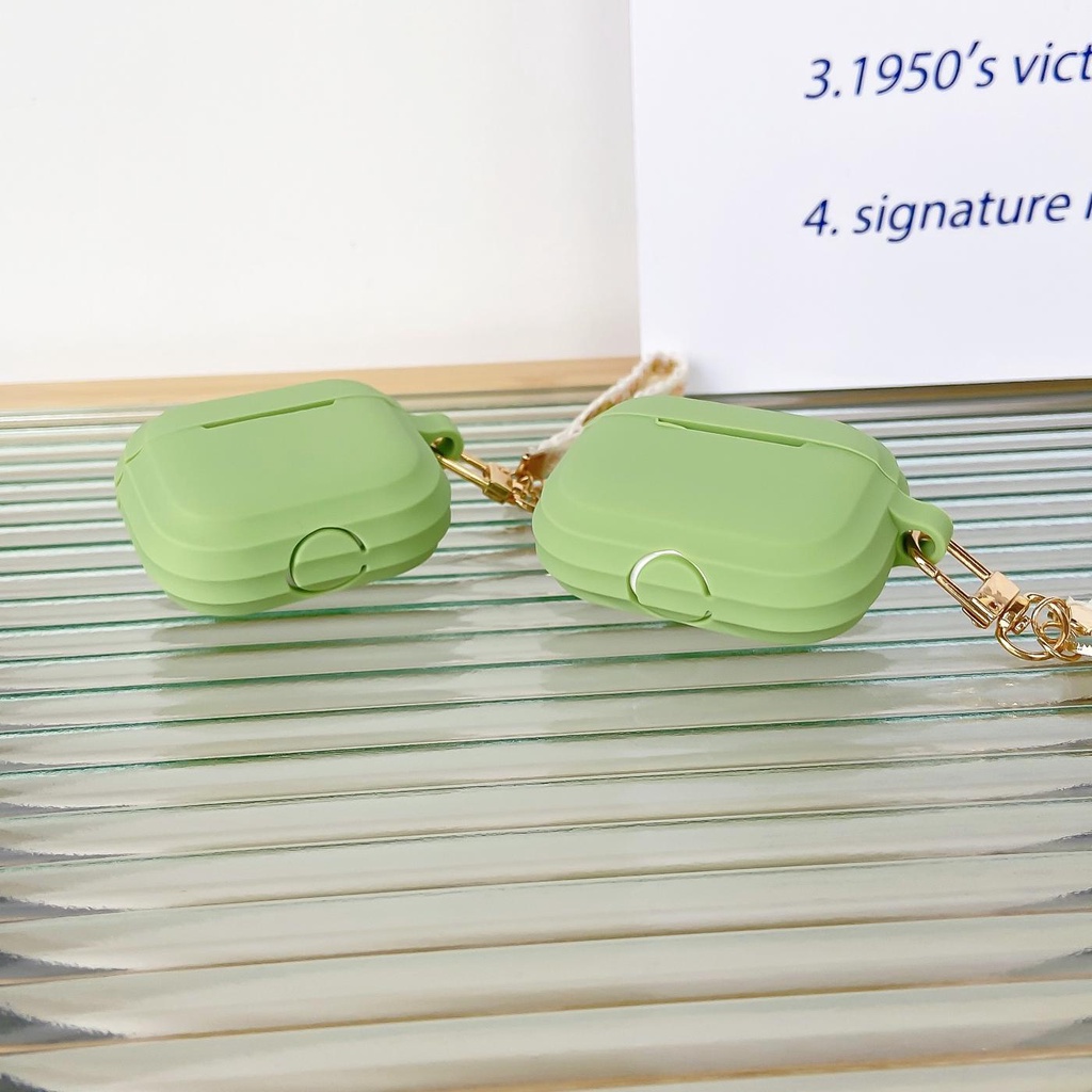 Vỏ Bảo Vệ Hộp Sạc Tai Nghe AirPods 1 2 pro 3 2021 gen3 Bluetooth Không Dây Bằng Silicon Tpu Mềm Màu Xanh Lá Phối Hoa Cúc Đơn Giản