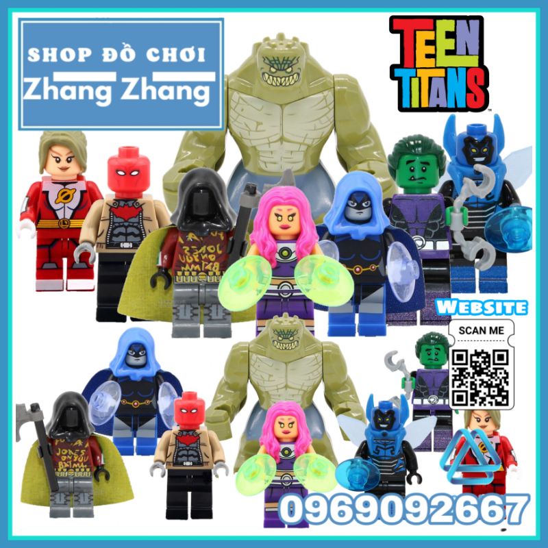 Đồ chơi Xếp hình Teen Titans gồm Star Fire Blue Beetle - Red Hood Beast Saturn Girl Raven Robin Minifigures Xinh X0126