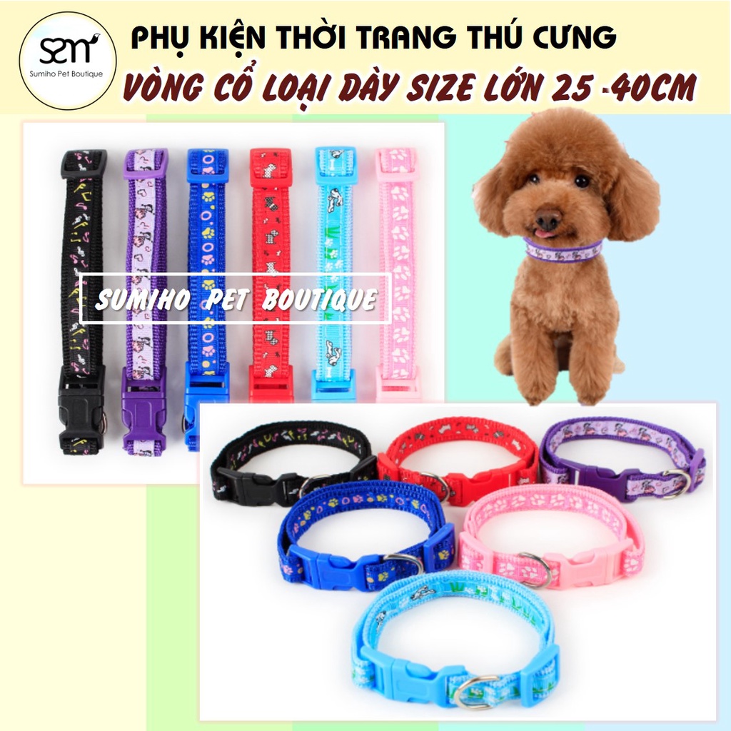 Vòng cổ cho chó mèo loại dày size lớn Taotaopets (4-12kg, vòng cổ 25-40cm) phụ kiện thời trang cho thú cưng