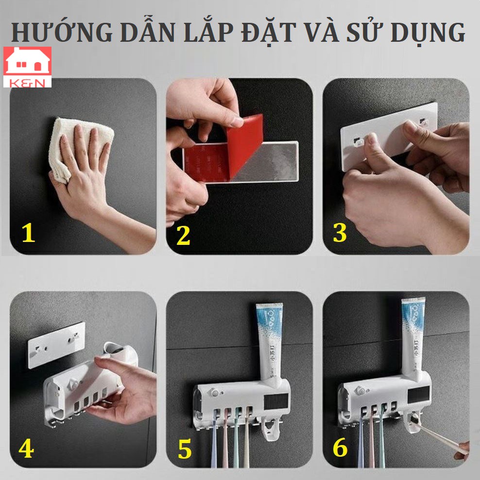 [CAO CẤP CHÍNH HÃNG] Giá treo bàn chải lấy kem đánh răng khử trùng bằng tia UV Kachi MK200