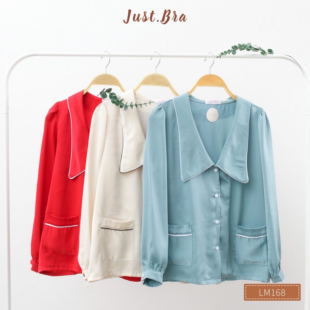 Bộ đồ ngủ Just Bra lụa cao cấp áo dài quần dài thiết kế thanh lịch LM168