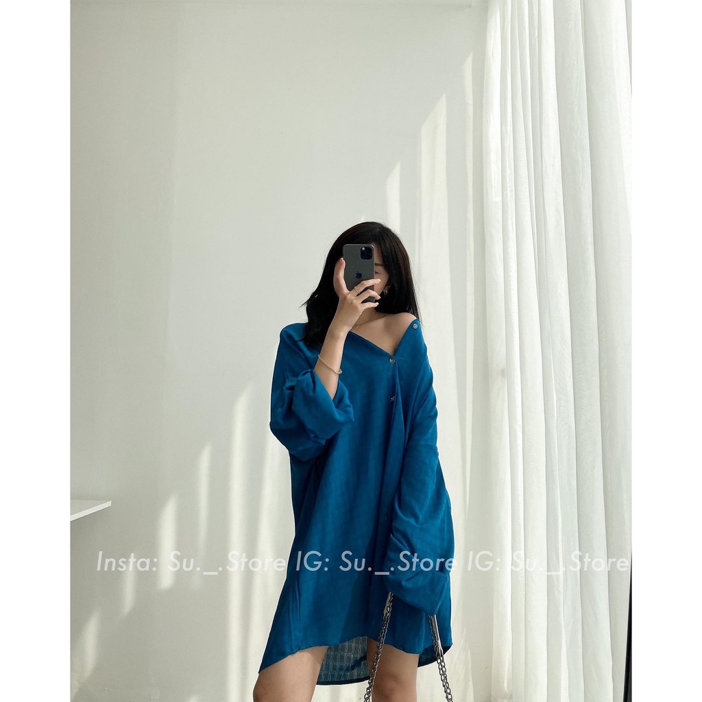 Váy sơ mi dáng rộng kẻ ô chìm V674 SUSTORE