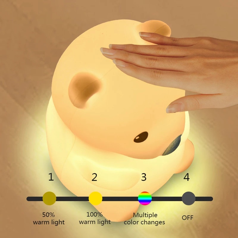 Đèn Ngủ Silicone 3D Hình Động Vật Hoạt Hình Sáng Tạo Có Cổng Sạc USB