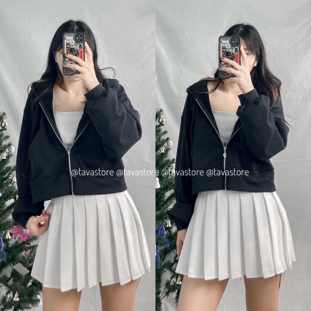 Áo khoác croptop da cá 3M