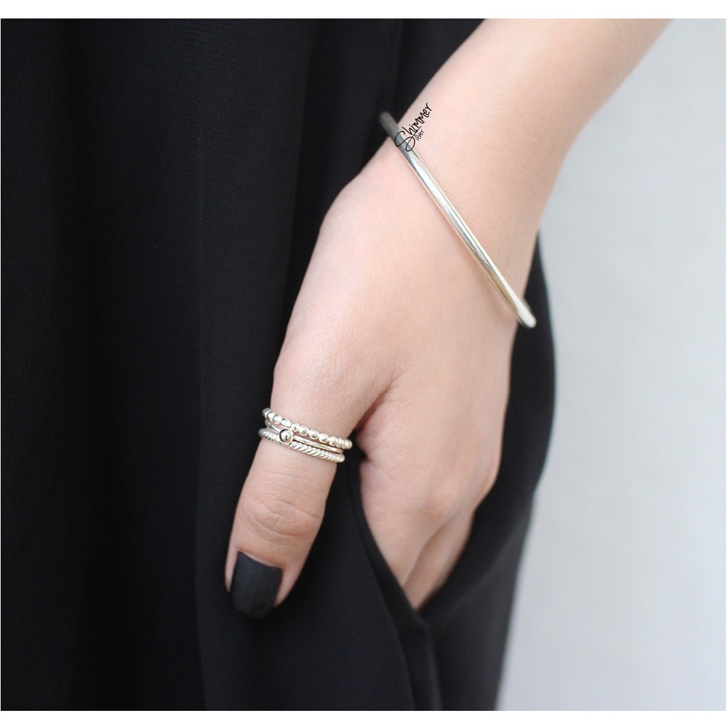 Vòng Tay Trơn Bạc 925 Dành Cho Nữ - Shimmer Silver - BASIC