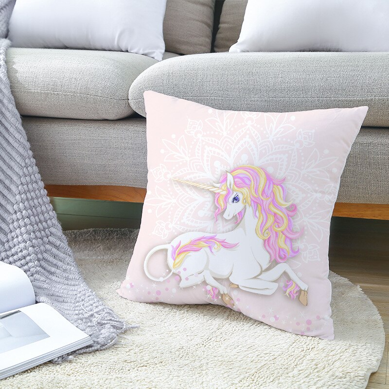 Gối Đệm Bìa Unicorn Anime Microfiber Vỏ gối Trang trí Ném Gối Vỏ bọc cho Sofa Trang trí nội thất 45 * 45cm / pc