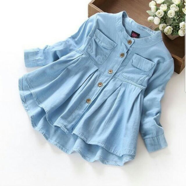 Váy bò dài tay siêu kute form rộng cho bé