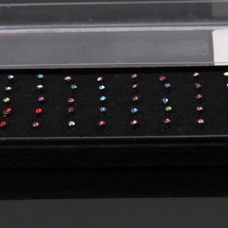 Set 60 khuyên mũi bằng thép không gỉ đính đá cá tính