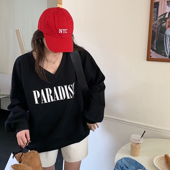 Áo Sweater Nữ Tay Dài Cổ Chữ V In Chữ Thời Trang 45844 | BigBuy360 - bigbuy360.vn