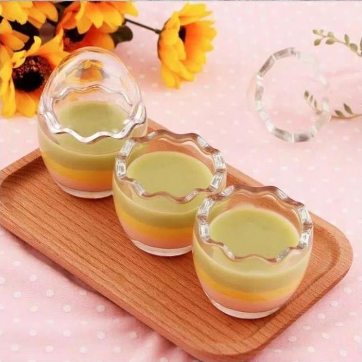 Hũ Thủy Tinh hình quả trứng làm bánh Flan cho bé ăn dặm, khuôn puddding, khuôn bánh